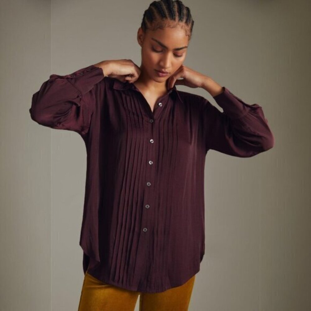 Anthropologie Burgundy Blouse